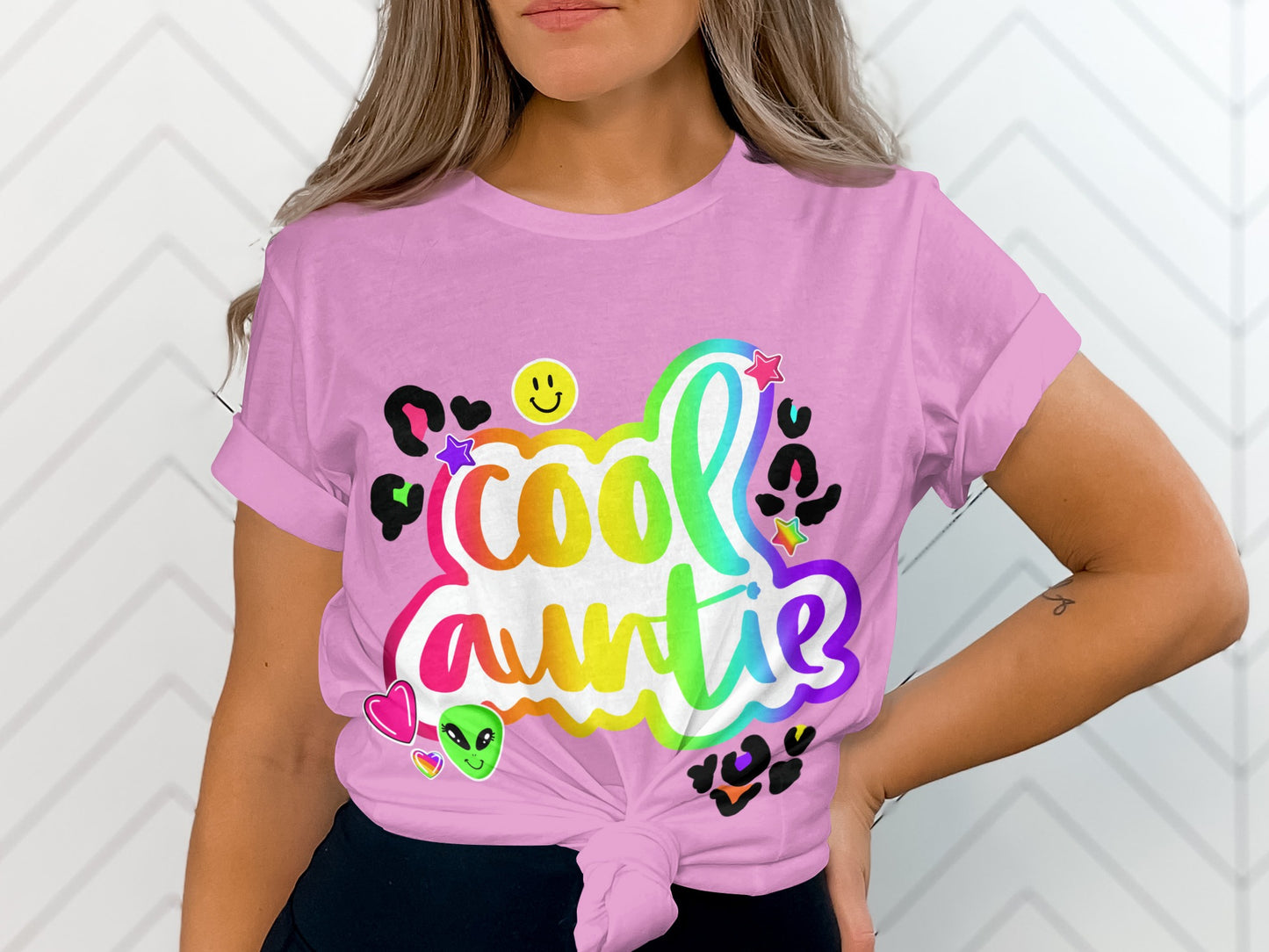 Cool Auntie Colorful T-Shirt with Fun Graphics