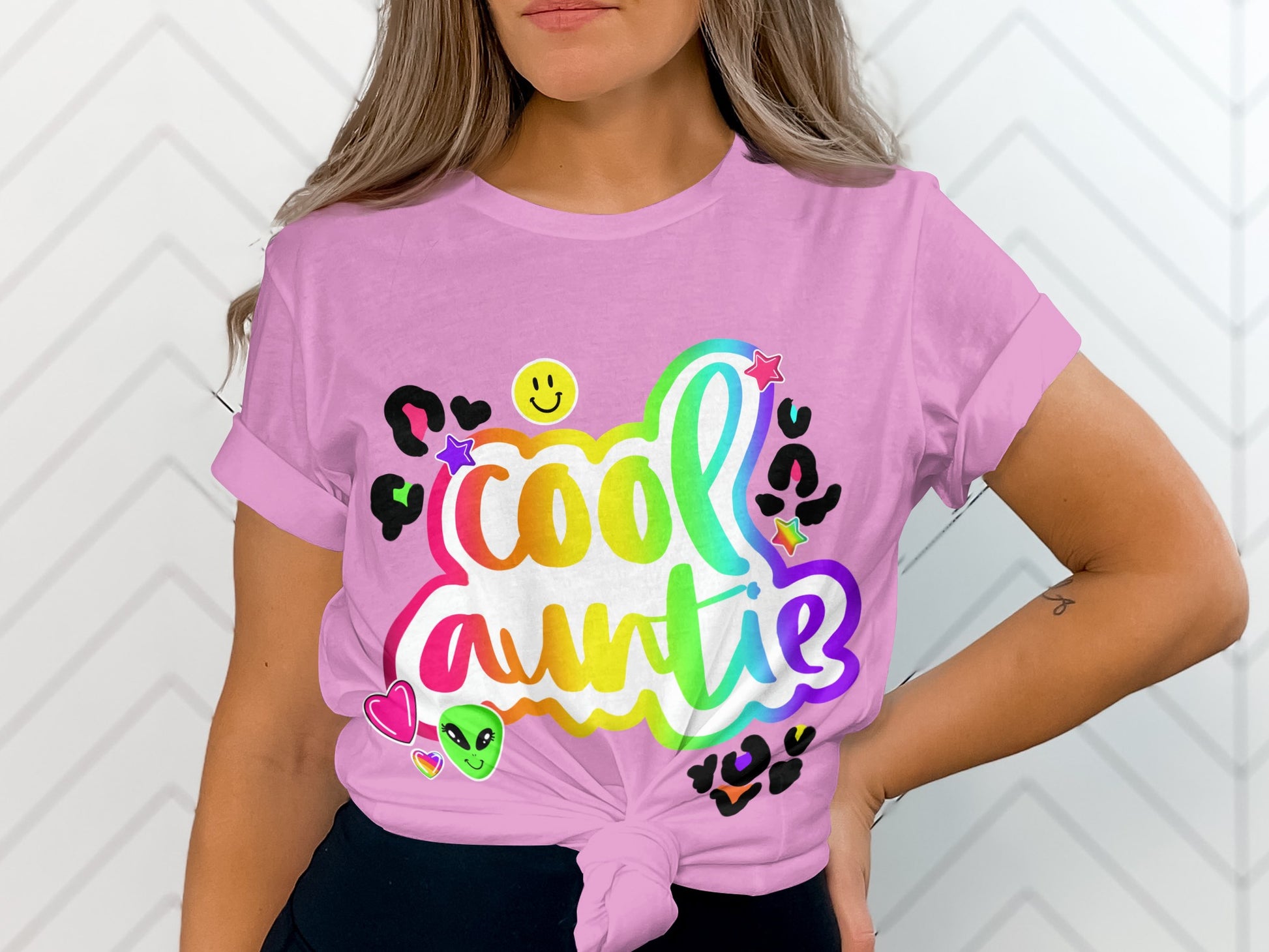 Cool Auntie Colorful T-Shirt with Fun Graphics