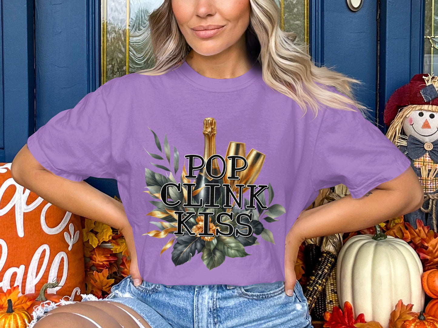 Pop Clink Kiss Graphic Tee Shirt Fashion Product