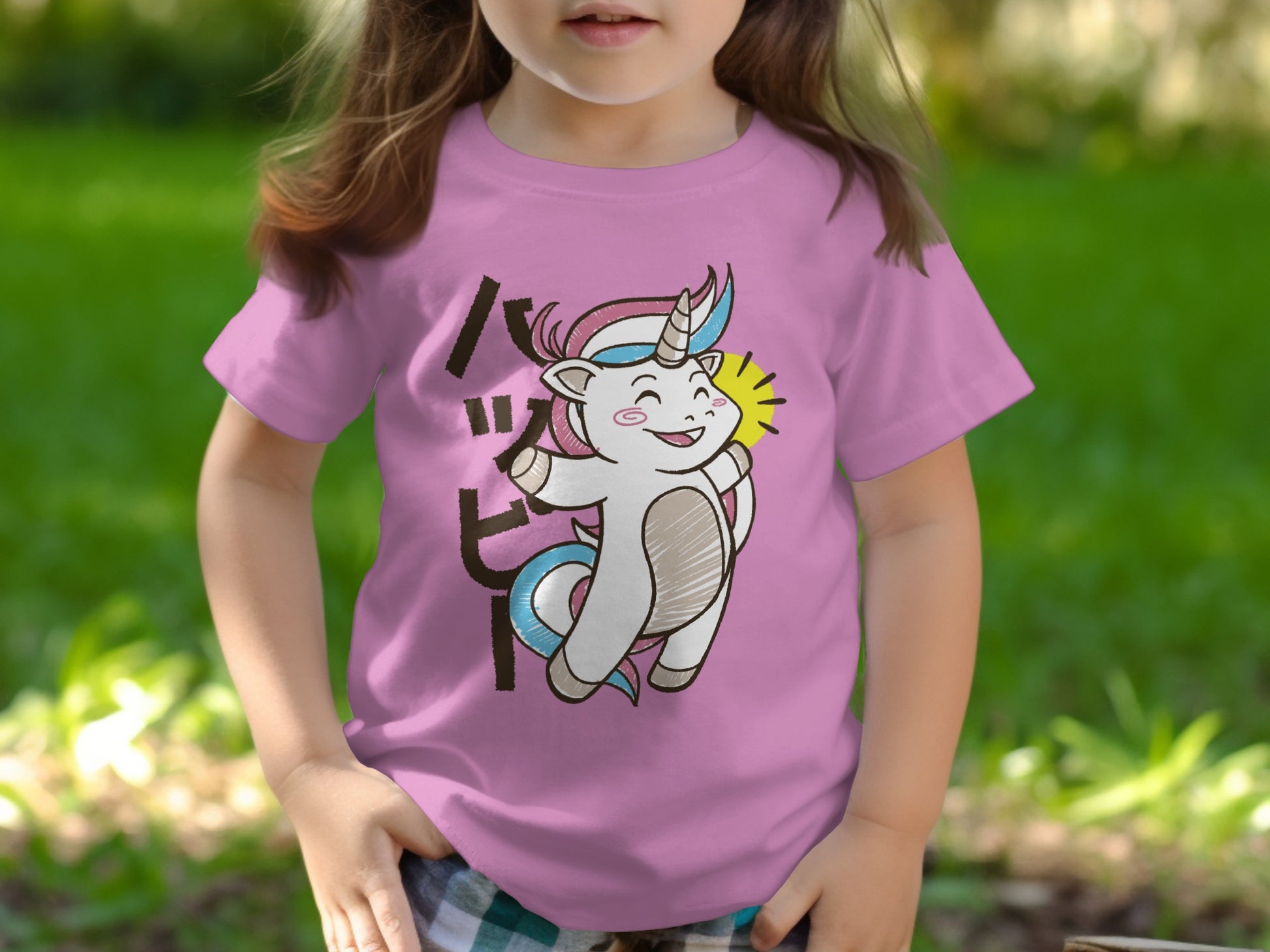 Happy Anime Unicorn Graphic Kids T-shirt