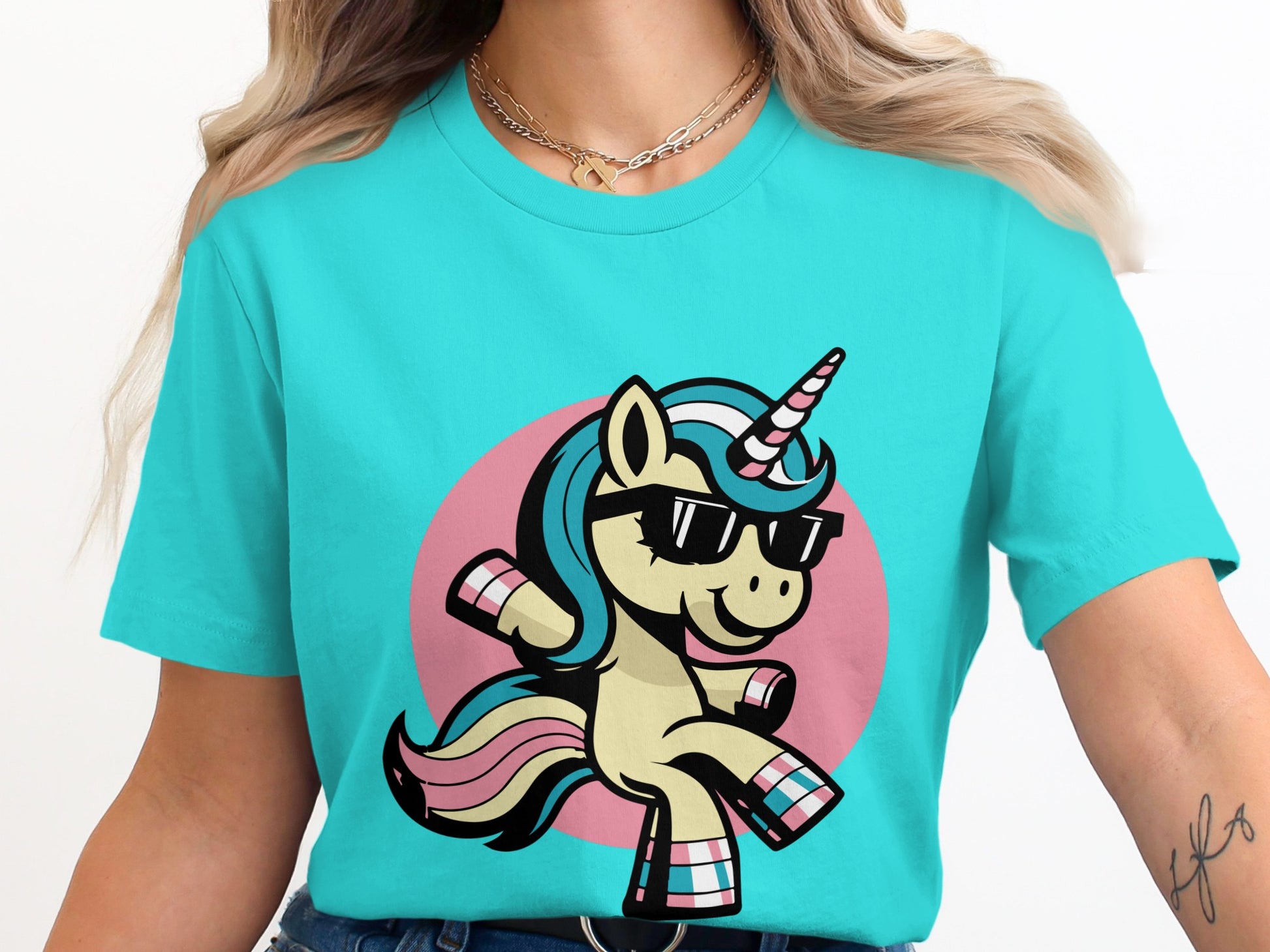 Vibrant Unicorn Graphic Teal Shirt Fun Apparel Accessory