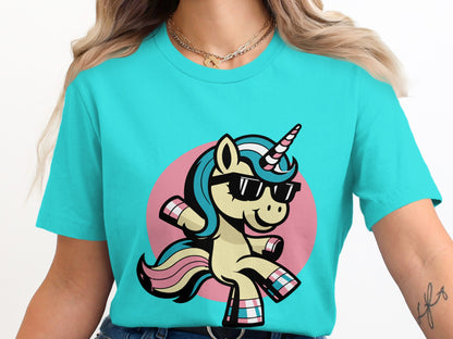 Vibrant Unicorn Graphic Teal Shirt Fun Apparel Accessory