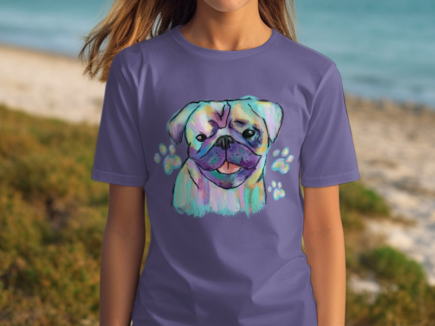 Colorful Pug Art Tee for Dog Lovers T-shirt