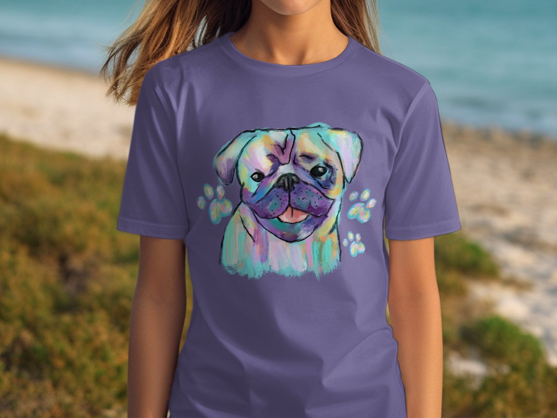 Colorful Pug Art Tee for Dog Lovers T-shirt