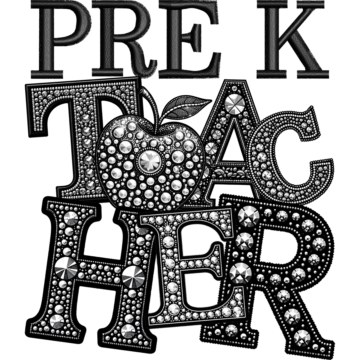 Sparkling Pre K Teacher Rhinestone Design Shirt