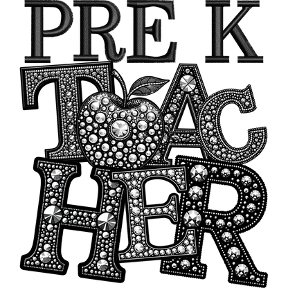 Sparkling Pre K Teacher Rhinestone Design Shirt
