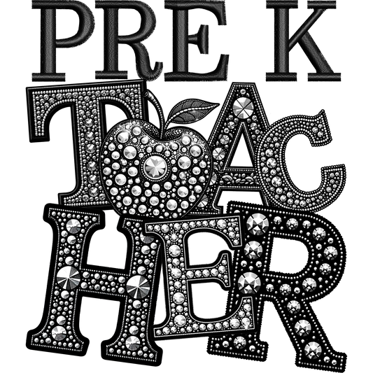 Sparkling Pre K Teacher Rhinestone Design Shirt