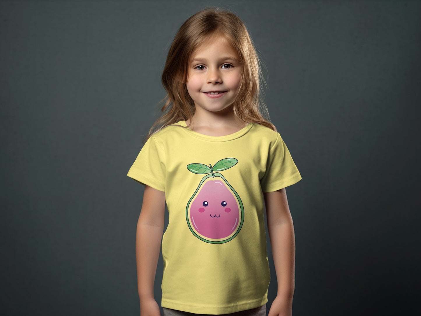 Cute Pink Fruit with Smiley Face Kids T-shirt