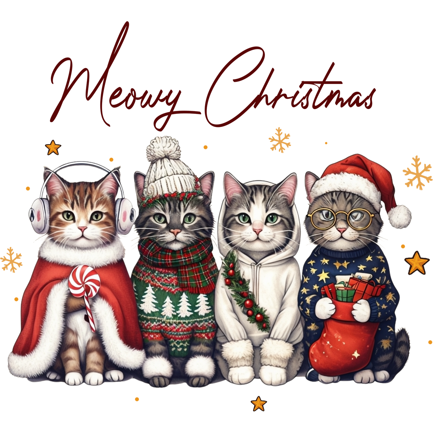 Festive Feline Friends Meowy Christmas Artwork