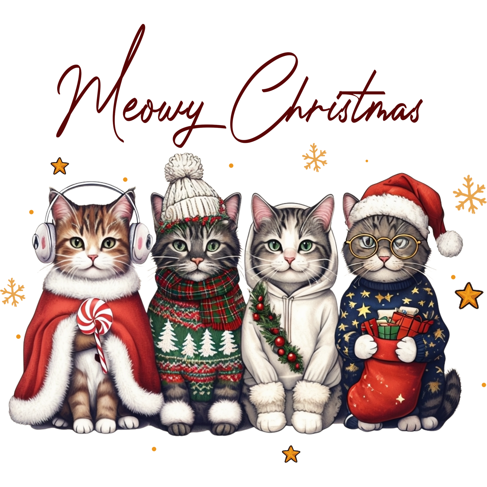 Festive Feline Friends Meowy Christmas Artwork