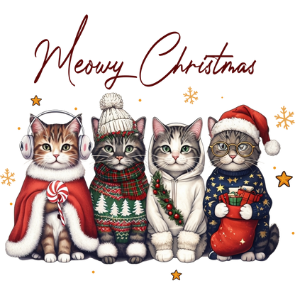 Festive Feline Friends Meowy Christmas Artwork