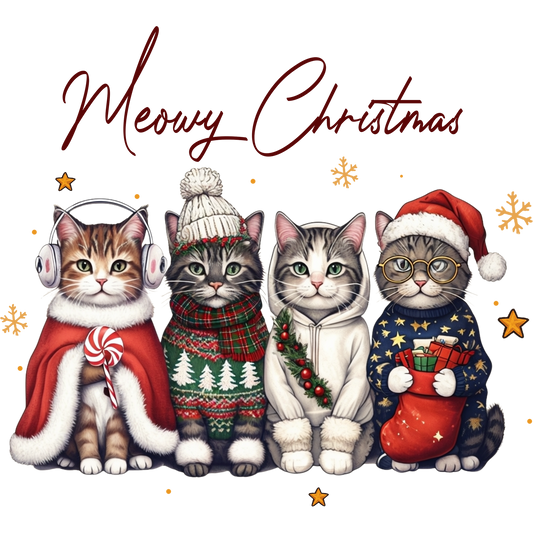 Festive Feline Friends Meowy Christmas Artwork