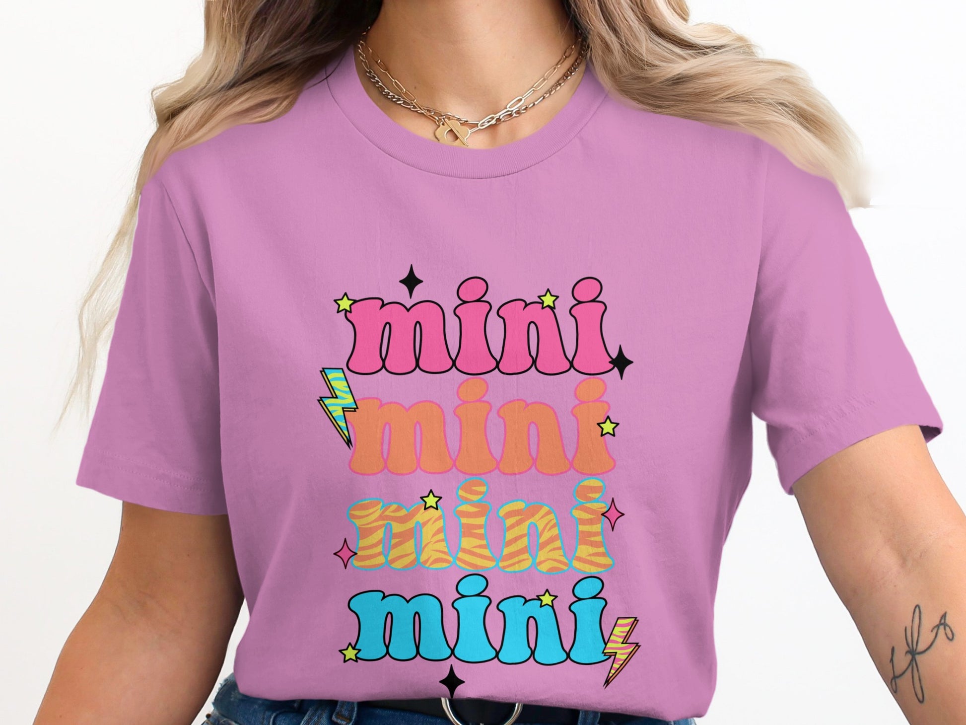 Colorful Mini Graphic Tee Statement Style Top