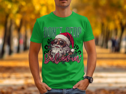 Don't Stop Believin' Santa Graphic Tee