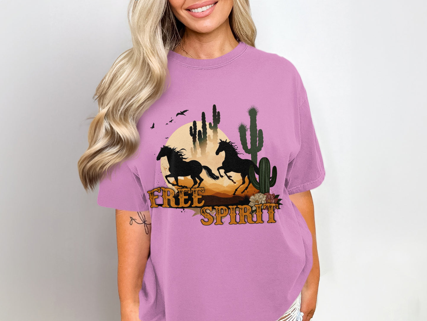 Free Spirit Horse and Cactus Scene Shirt
