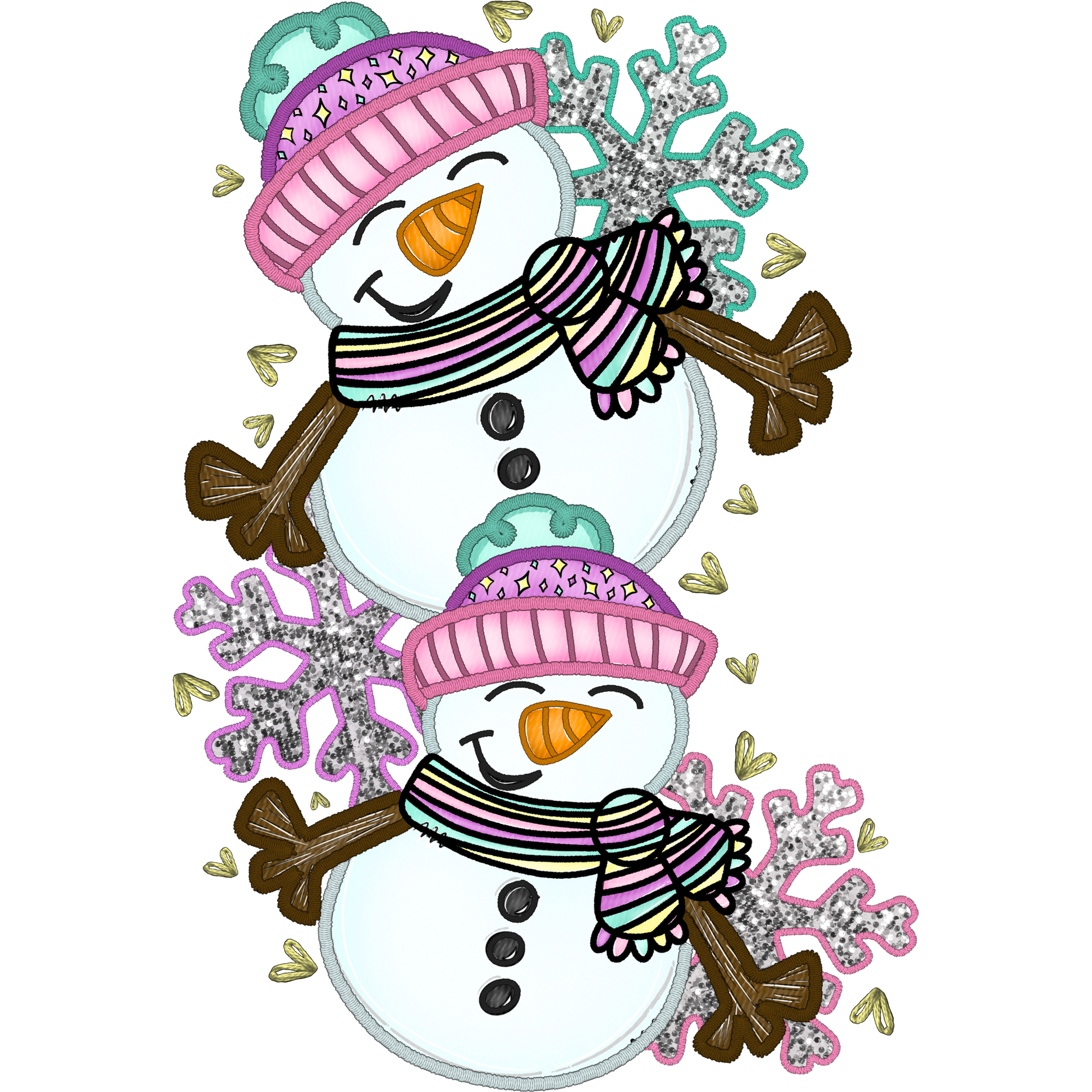 Smiling Snowmen with Scarves and Snowflakes product