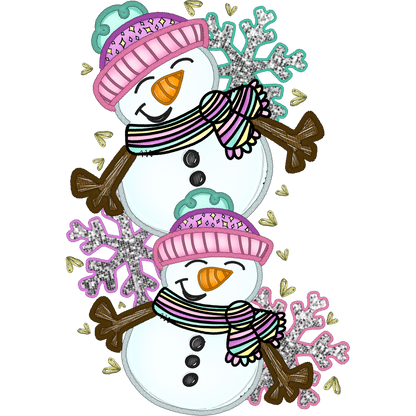 Smiling Snowmen with Scarves and Snowflakes product