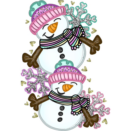 Smiling Snowmen with Scarves and Snowflakes product