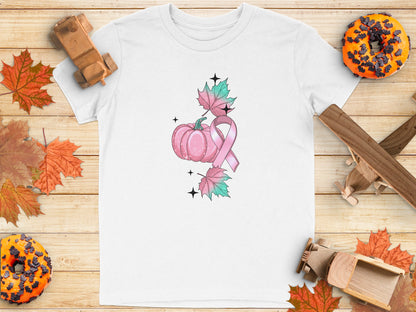 Autumn Pumpkin Ribbon Maple Leaves T-shirt