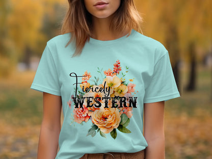 Fiercely Western Floral Print Statement T-Shirt