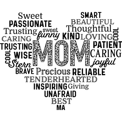Mom Word Art Typography Heart Design Wall Art Decor
