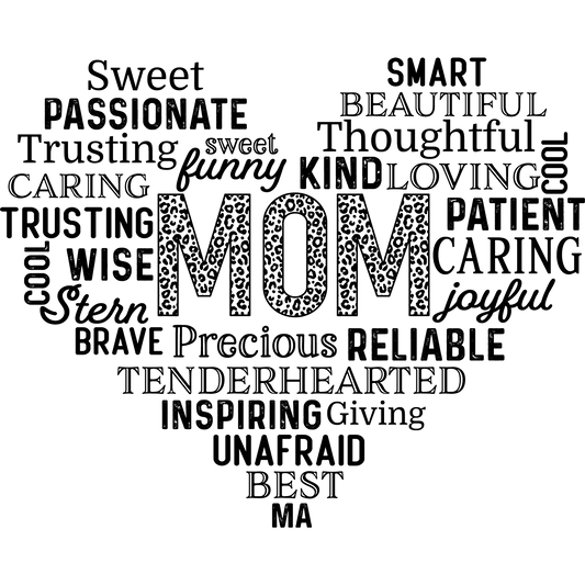 Mom Word Art Typography Heart Design Wall Art Decor
