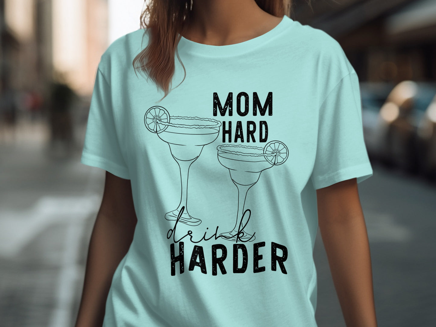 Mom Hard Drink Harder Graphic T-Shirt