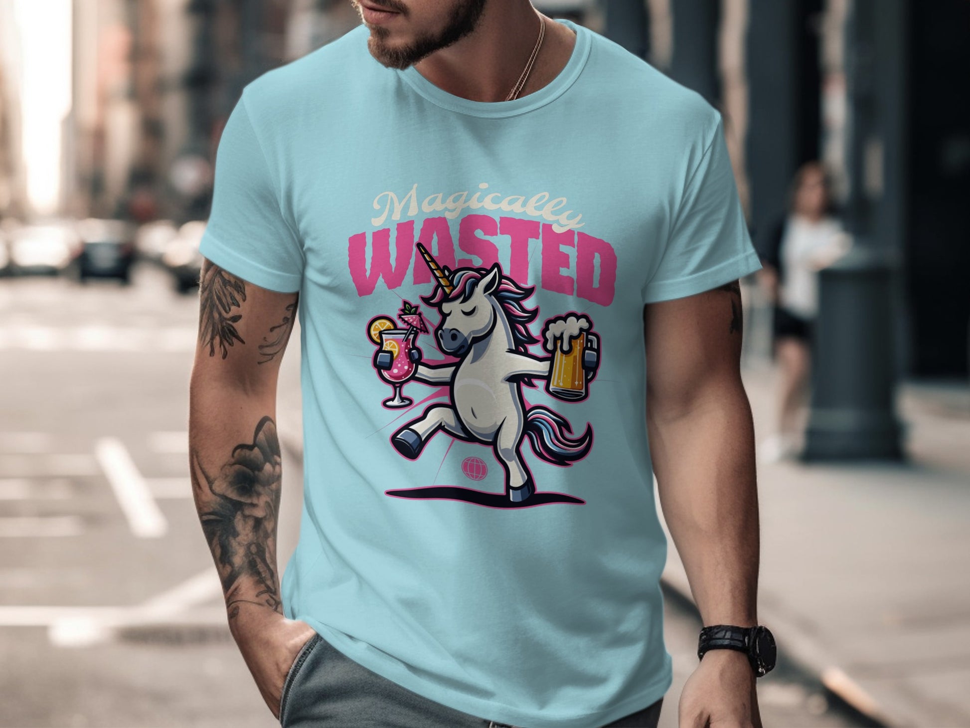 Magically Wasted Unicorn Drinking Graphic Tee product