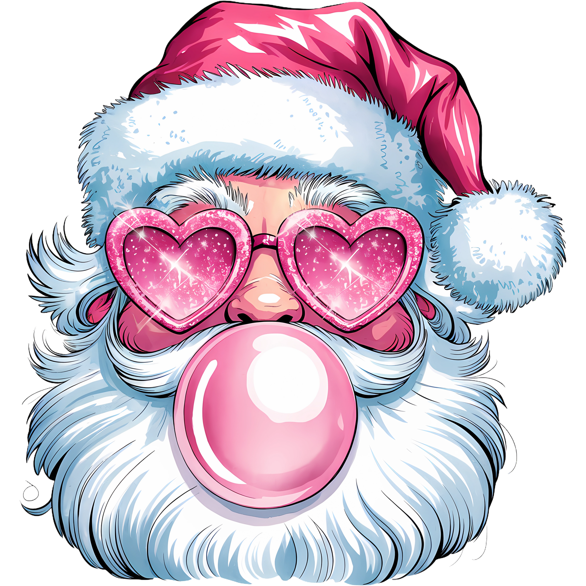 Santa Face With Heart Glasses Christmas Design