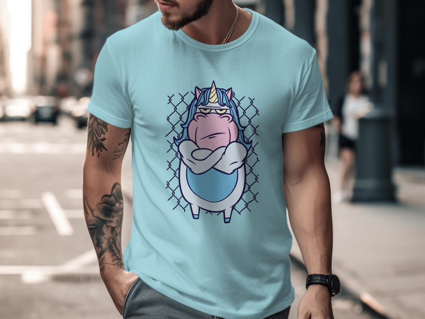 Cool Unicorn Hippo Cartoon Printed T Shirt