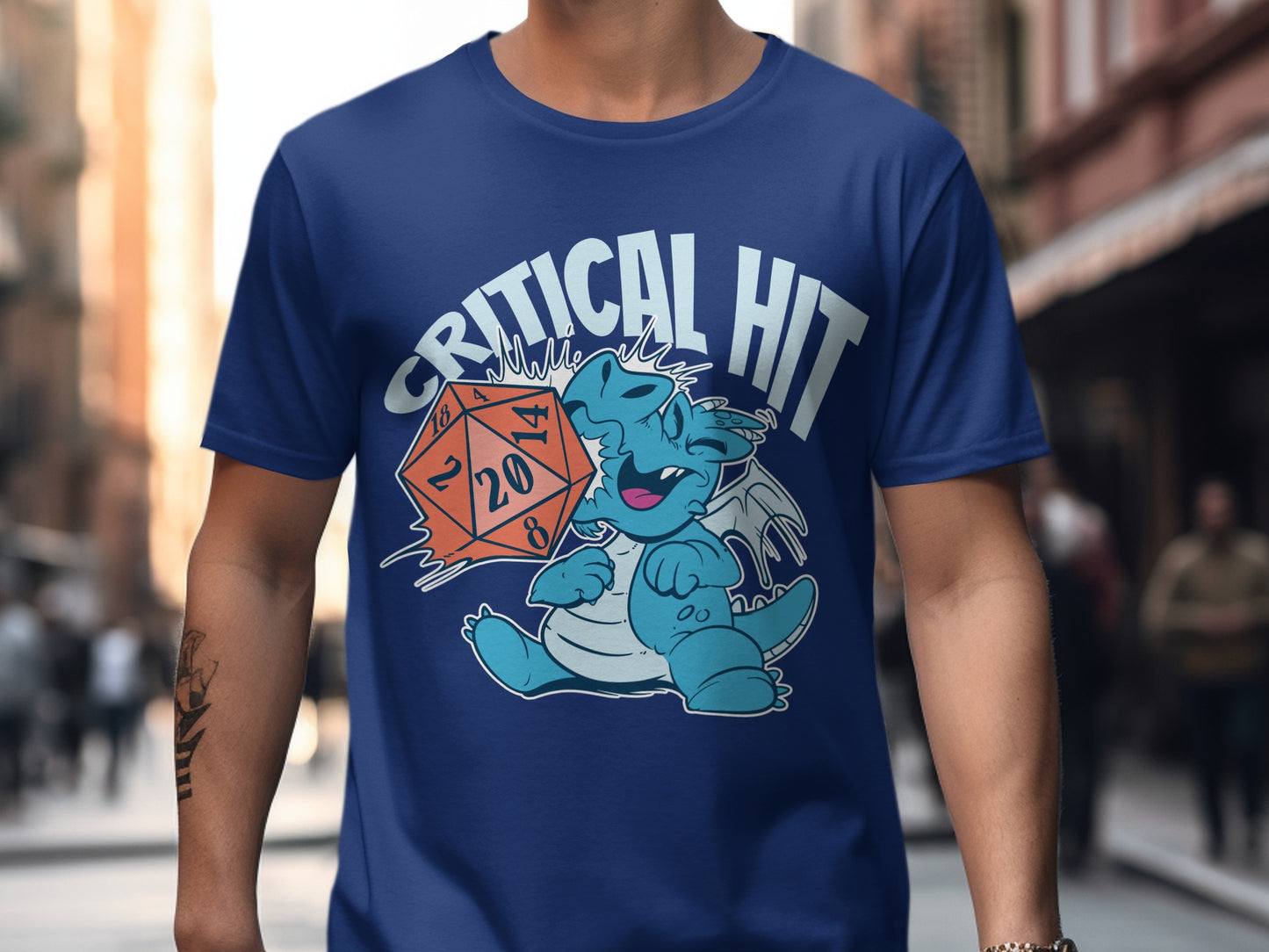 Critical Hit Blue Dragon Graphic Tee