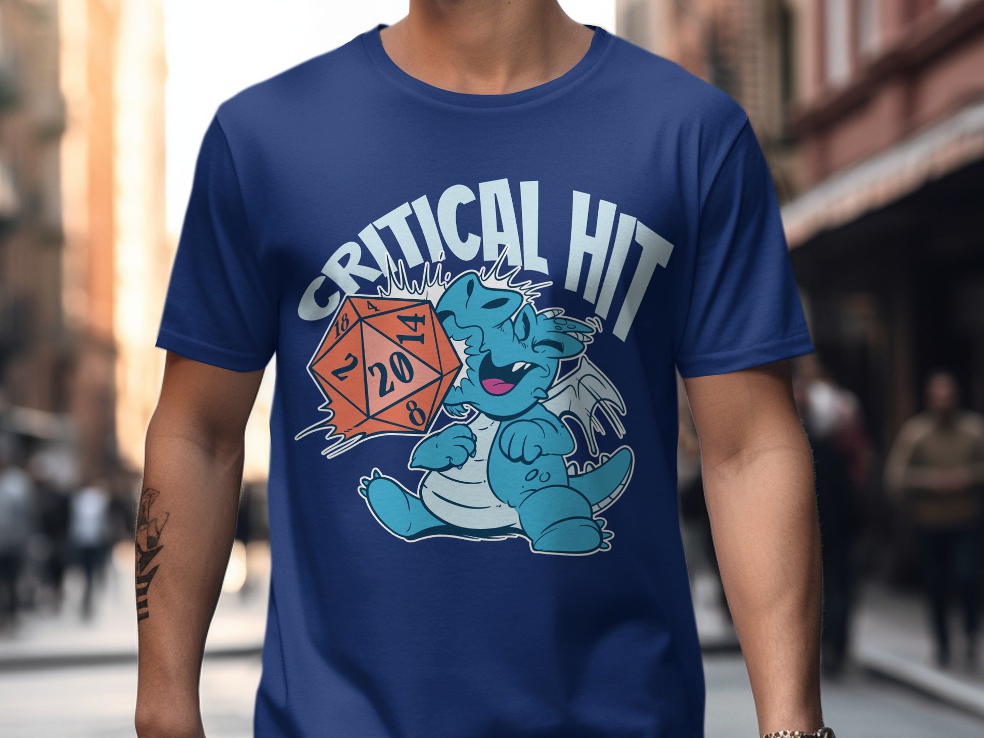 Critical Hit Blue Dragon Graphic Tee