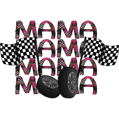 Racing Inspired Mama Graphic Checkered Flags Tire Design