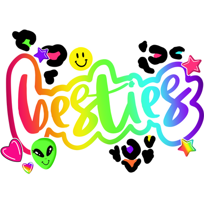 Rainbow Besties Sticker with Smiley Faces and Stars