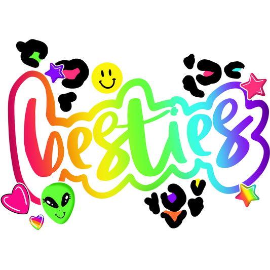 Rainbow Besties Sticker with Smiley Faces and Stars