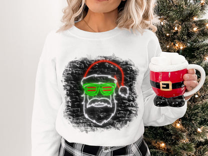 Neon Santa Claus Design Sweatshirt for Holiday product