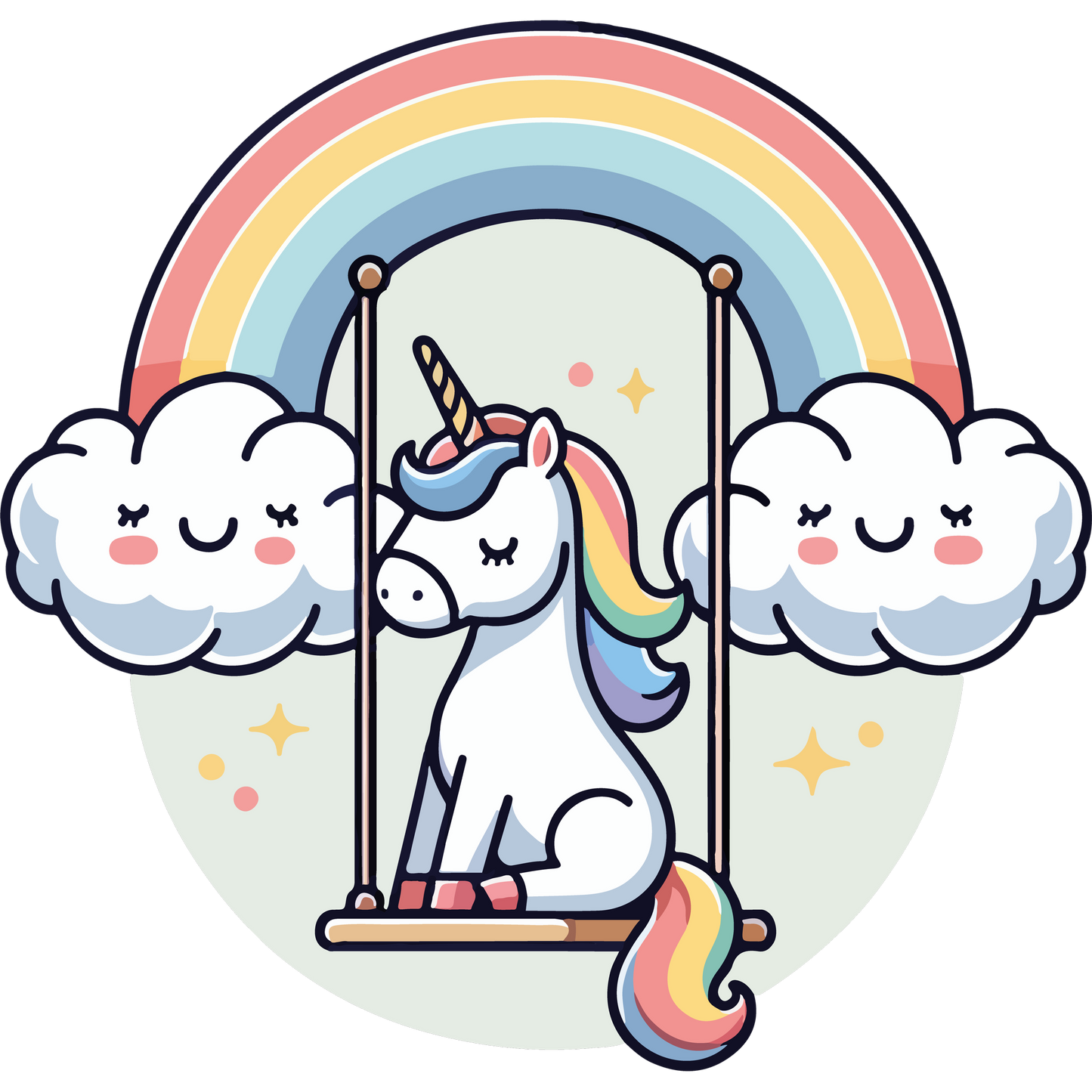 Rainbow Unicorn Swing Enjoying the Day Graphic product