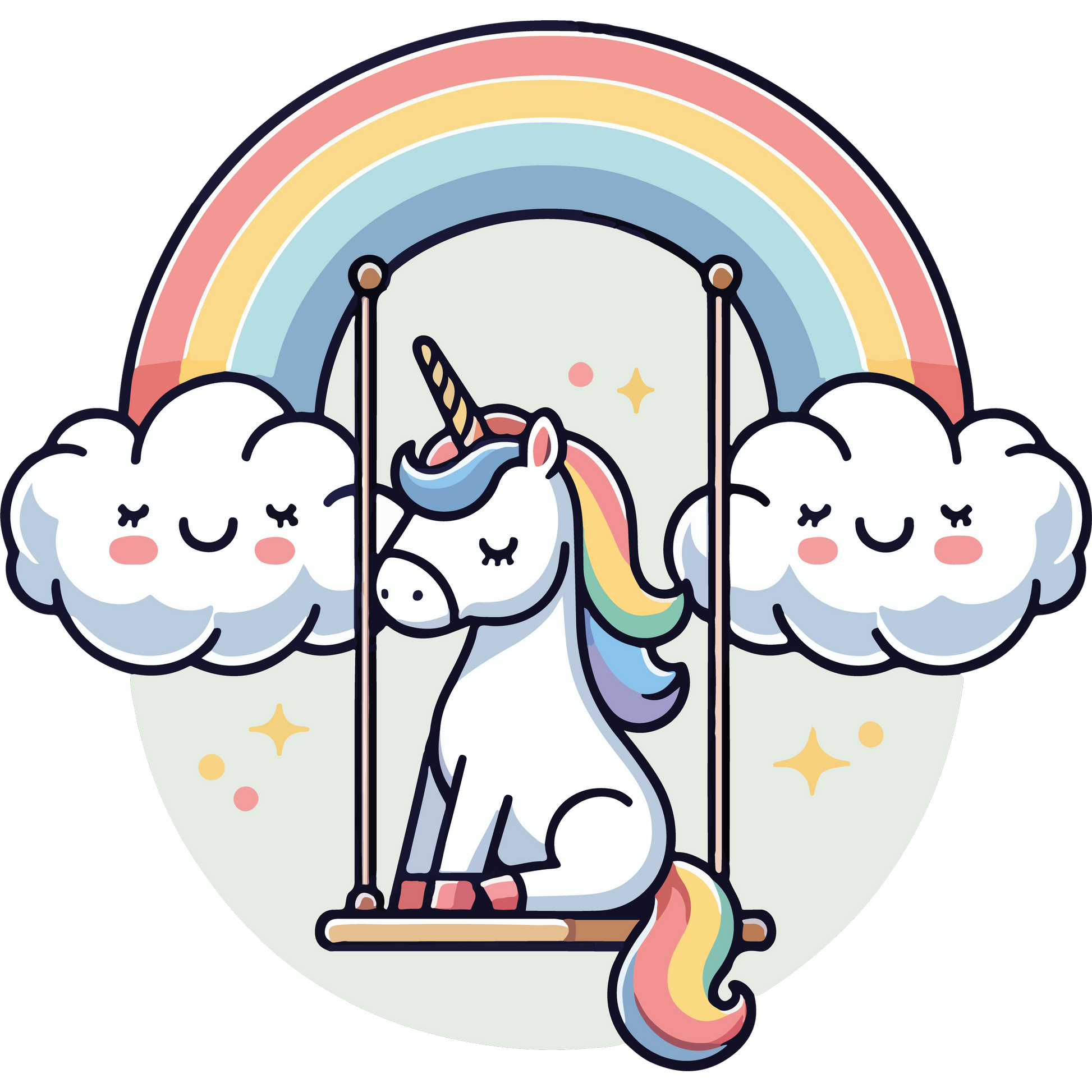 Rainbow Unicorn Swing Enjoying the Day Graphic product