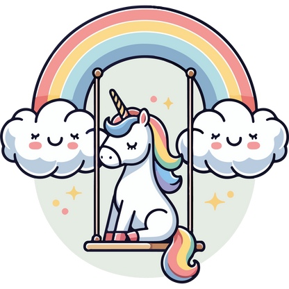 Rainbow Unicorn Swing Enjoying the Day Graphic product