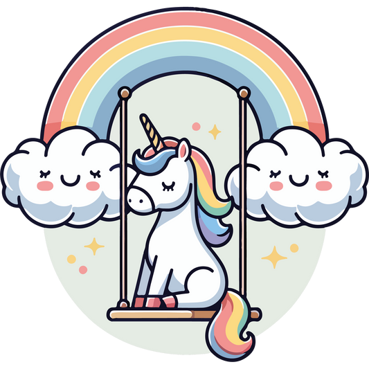 Rainbow Unicorn Swing Enjoying the Day Graphic product