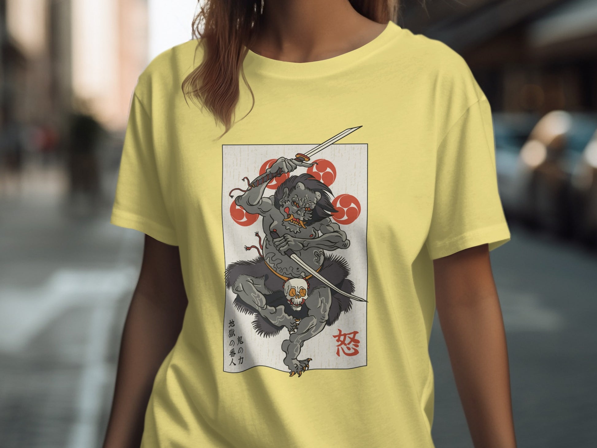 Fierce Warrior Design on Yellow T-shirt