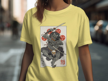 Fierce Warrior Design on Yellow T-shirt