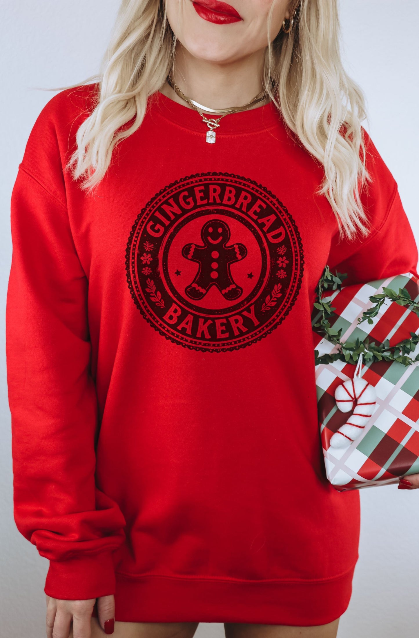 Gingerbread Bakery Red Christmas Sweatshirt Product