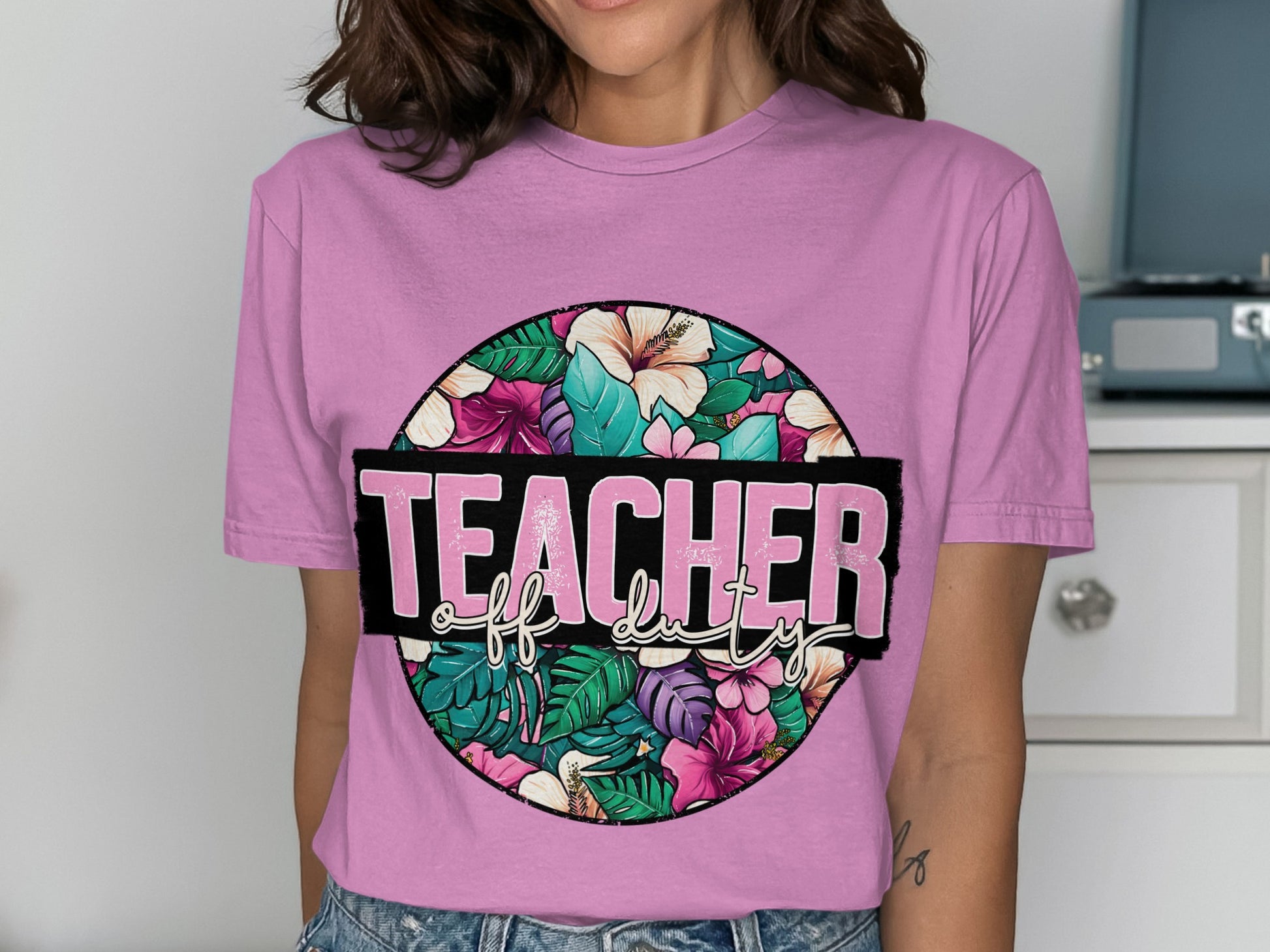 Teacher Off Duty Floral Graphic T-Shirt Product