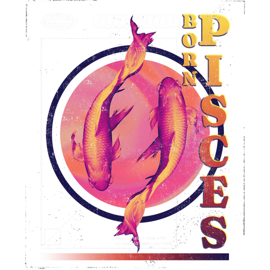 Born Pisces Graphic Design Astrological Print
