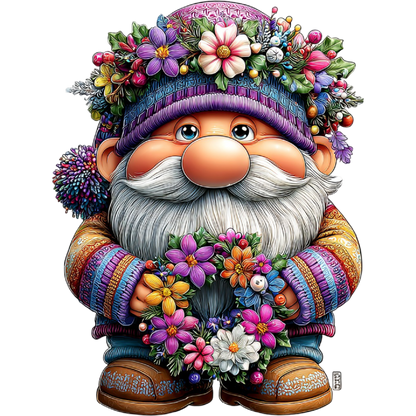 Colorful Floral Hat Gnome Figurine for Home Decor