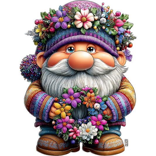 Colorful Floral Hat Gnome Figurine for Home Decor