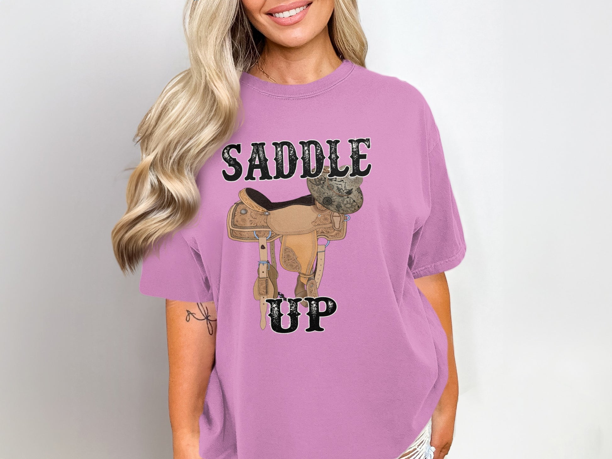 Saddle Up Graphic Print on Stylish Casual T-Shirt