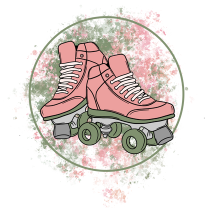 Pink and Green Retro Roller Skates Drawing product