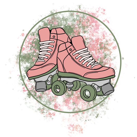 Pink and Green Retro Roller Skates Drawing product